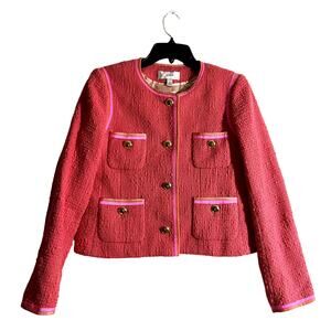 J. Crew Factory Raspberry Blazer with Gold Accents